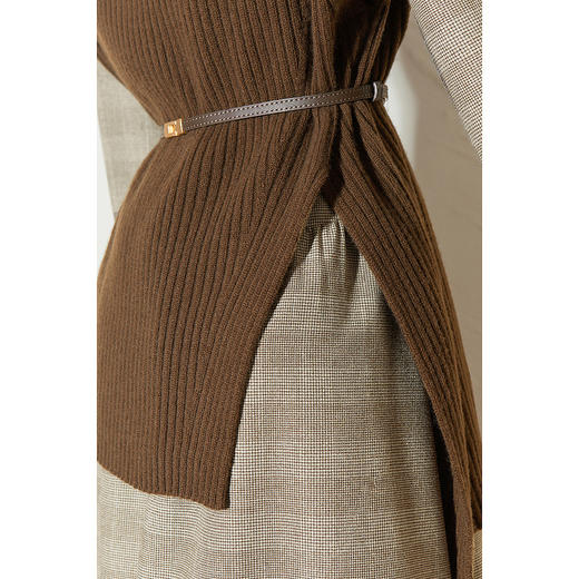 【商场同款】麦檬冬假两件设计拼接千鸟格针织圆领连衣裙5CB294251 商品图3