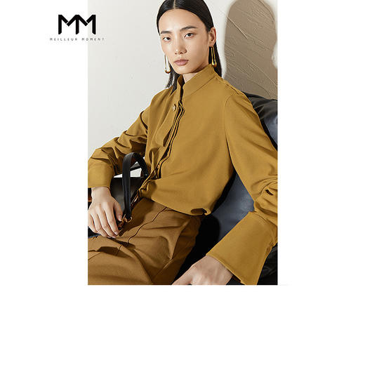 【商场同款】麦檬冬飘带领金属扣装饰衬衫5CA225031 商品图0