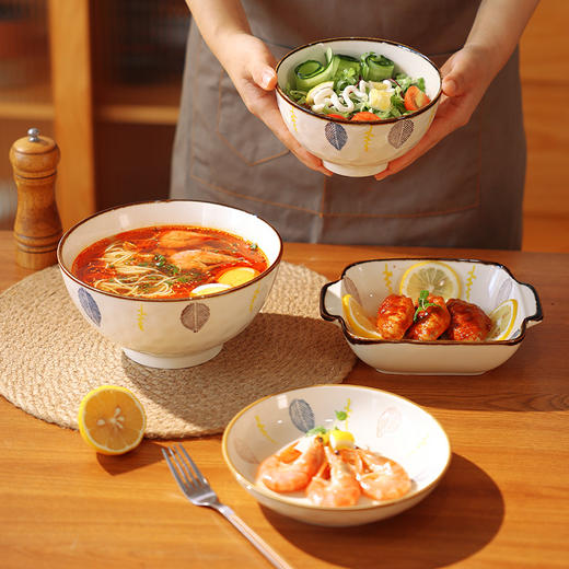 【千叶石纹系列】餐具复古碗釉下彩餐具陶瓷泡面碗汤碗家用碗盘 商品图7