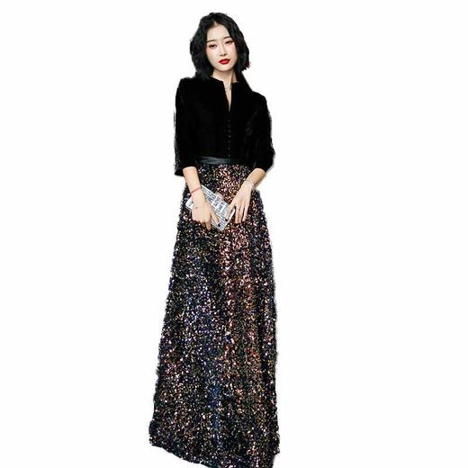 AFS-12-20 亮片气质晚礼服女2022新款长款气场女王连衣裙主持人气质年会礼服 商品图4