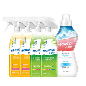 水卫仕 多功能清洁喷雾X2瓶+油污净X2瓶+海洋留香洗衣液