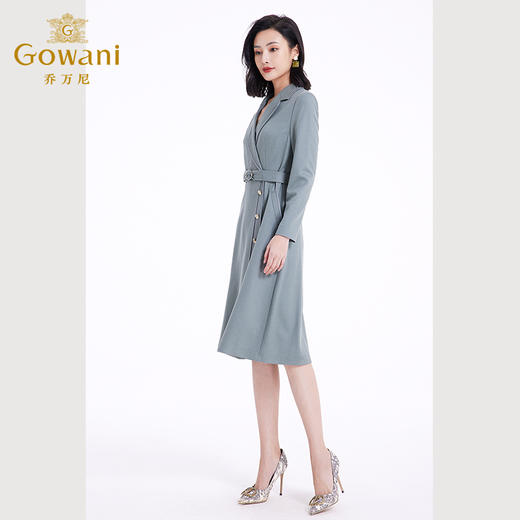 【100%绵羊毛】乔万尼连衣裙秋冬女法式收腰中长款羊毛裙EF4E107 商品图1