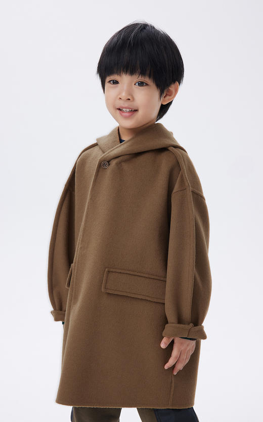 JNBY   22年冬款  宽松连帽中长款呢大衣  1MA811660 商品图3