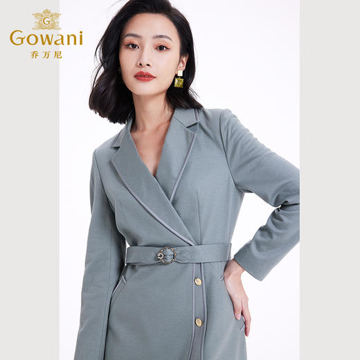 【100%绵羊毛】乔万尼连衣裙秋冬女法式收腰中长款羊毛裙EF4E107 商品图3