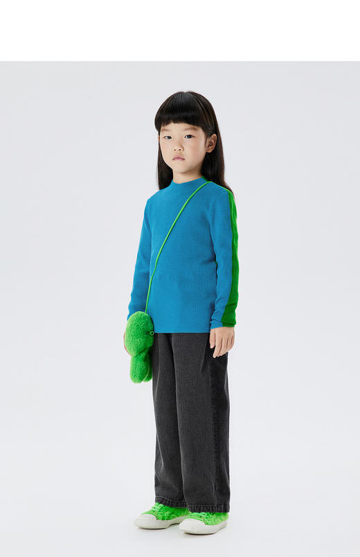 JNBY 22年冬款  巴素兰羊毛男女童亲肤长袖套头毛衫  1MA311500 商品图4