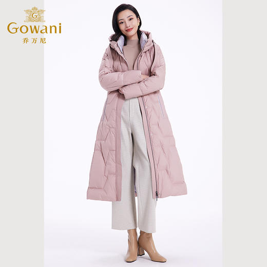乔万尼羽绒服女款冬季新款收腰中长保暖气质粉色EF4T242 商品图4