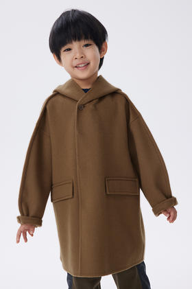 JNBY   22年冬款  宽松连帽中长款呢大衣  1MA811660