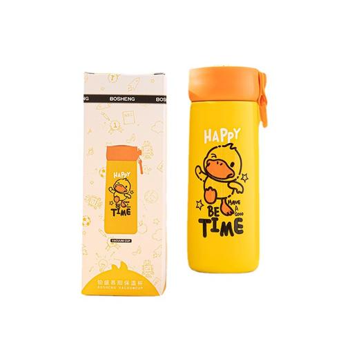 「三款配色！两种容量」黄鸭款304新款儿童卡通不锈钢保温杯 便携手提大容量水杯餐饮用具 商品图4