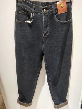 3楼康尼威冬款长绒里蓝色牛仔哈伦休闲牛仔裤货号A16256