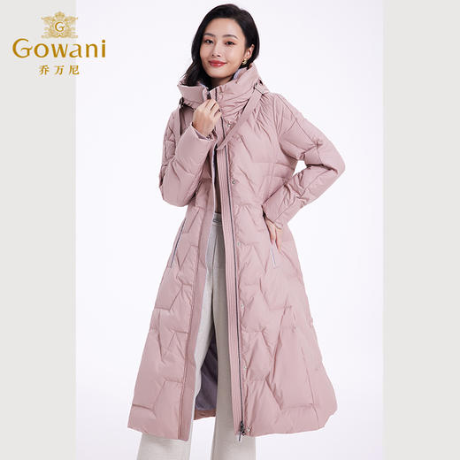 乔万尼羽绒服女款冬季新款收腰中长保暖气质粉色EF4T242 商品图1