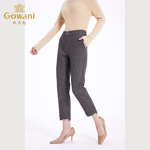 乔万尼休闲裤女新款显瘦长裤英伦风格纹哈伦裤EF4F127 商品图2