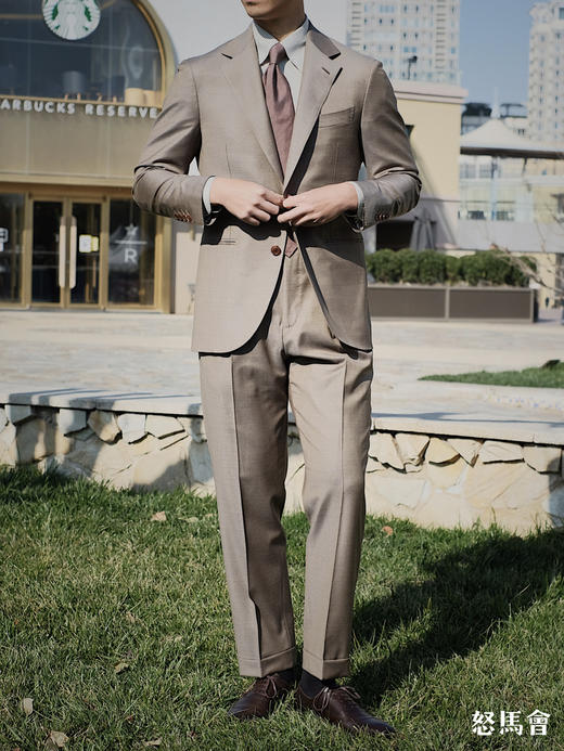 Stylbiella 澳洲美丽诺羊毛浅棕色全麻衬套装 商品图4