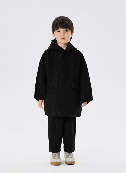 JNBY   22年冬款  宽松连帽中长款呢大衣  1MA811660 商品图8