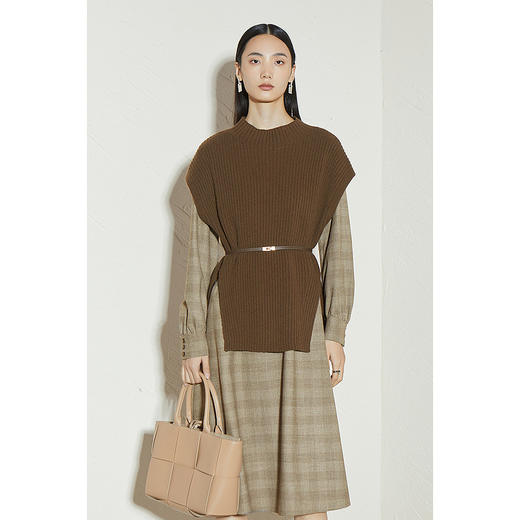 【商场同款】麦檬冬假两件设计拼接千鸟格针织圆领连衣裙5CB294251 商品图2