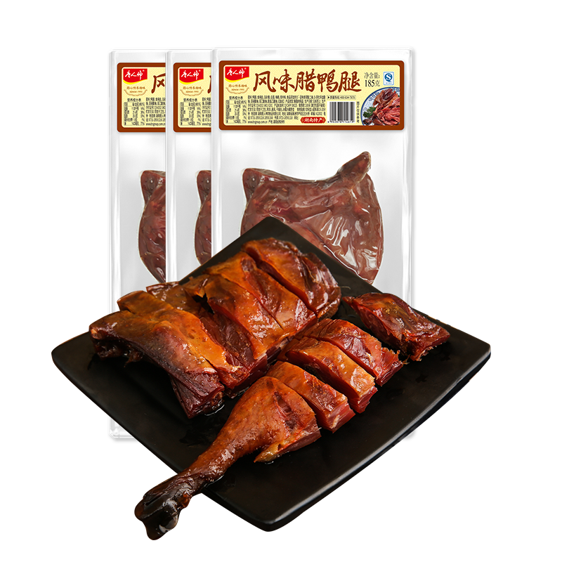 【湘西风味美食】唐人神 腊鸭腿185g*3包湖南特产腊鸭边腿