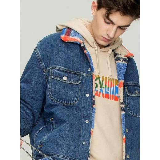 LeeXLINE 21秋冬新品宽松两面穿仿羊羔绒男外套LMT0017345PN00FA00681 商品图0