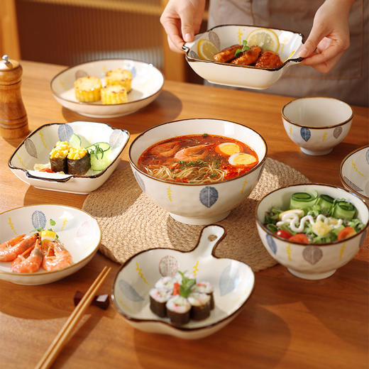 【千叶石纹系列】餐具复古碗釉下彩餐具陶瓷泡面碗汤碗家用碗盘 商品图8