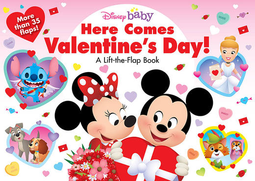 迪士尼宝贝 情人节来了 儿童纸板拉拉书 英文原版 Disney Baby Here Comes Valentine's Day!: Lift-the-Flap Book 商品图0