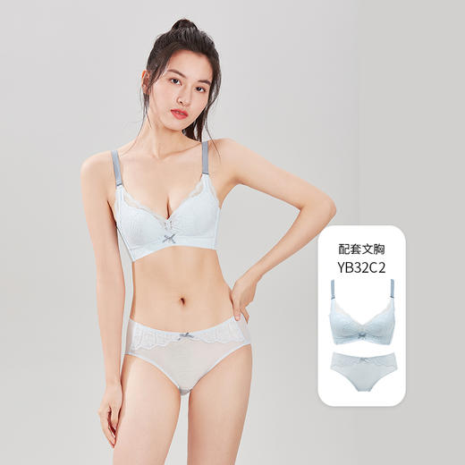 都市丽人薄透丝滑系列蕾丝低腰三角内裤YP32C2 商品图3