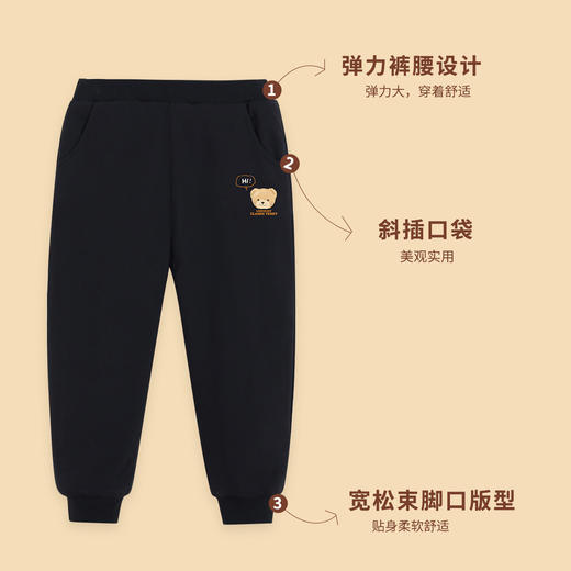 【一条过冬】【90-140】男女童冬款加绒棉裤裤子精典泰迪 商品图1
