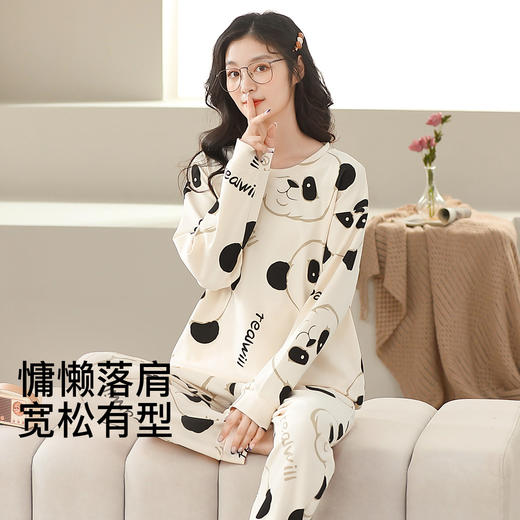 润微100%棉春秋萌趣卡通印花圆领纯棉长袖女士家居服睡衣女   小熊叮当【158选2套】 商品图4