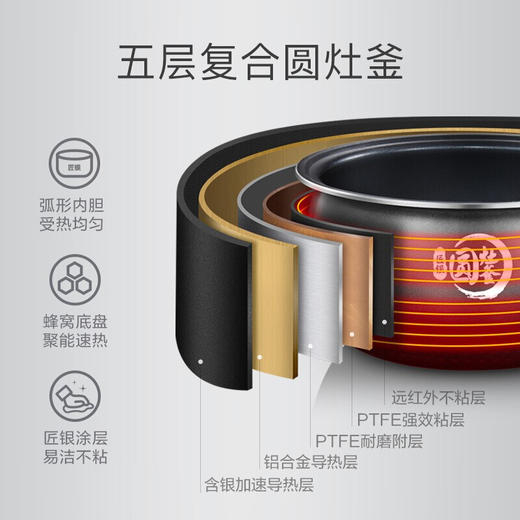 美的（Midea）电饭煲电饭锅4L智能预约电饭煲气动涡轮防溢金属机身圆灶釜内胆家用多功能电饭煲MB-WFS4037 商品图4