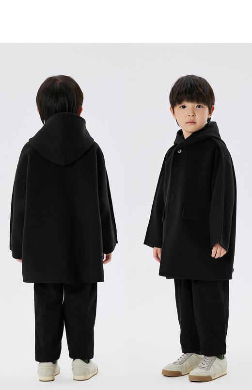 JNBY   22年冬款  宽松连帽中长款呢大衣  1MA811660 商品图7