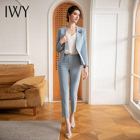 IWY/高级感时尚西装套装女醋酸接拼无领西服外套播音艺考主持人正装CP1638