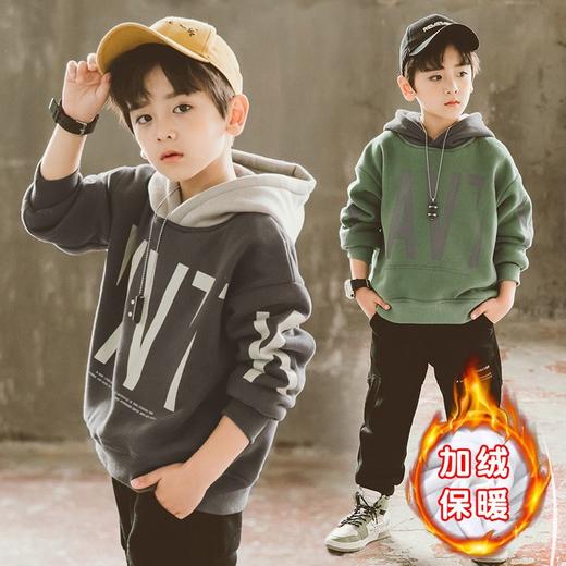 MLY-9-16 儿童装男童冬装加绒卫衣一体绒秋冬款2022新款男孩冬季加厚连帽潮 商品图3