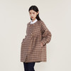 谜底2022冬季新款A字型圆领格纹大衣女双排扣中长款毛呢224MD1703 商品缩略图1