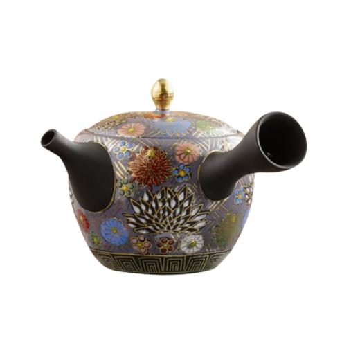 【样品特惠4折，仅1件，无货退款】日本进口常滑烧九谷金花诘黑泥急须茶壶泡茶壶茶具家用单个手工 商品图0