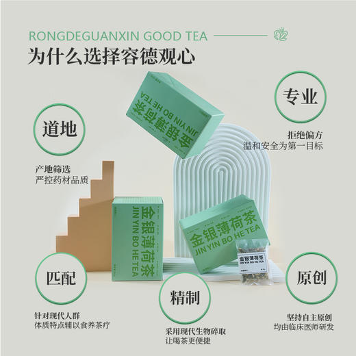 容德观心  金银薄荷茶  五志过极皆生火  六气皆从火化  便捷冲泡类茶包  1盒10袋 商品图2