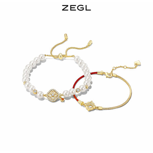 ZEGL设计师本命年系列心愿兔柿柿如意红绳手链女高级感珍珠手饰品 商品图0