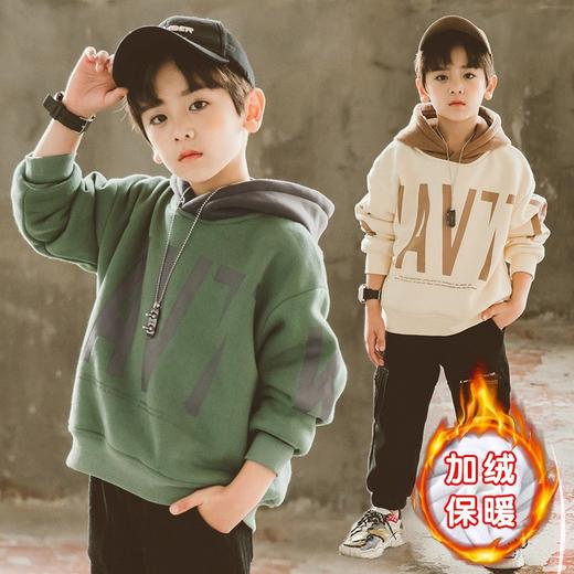 MLY-9-16 儿童装男童冬装加绒卫衣一体绒秋冬款2022新款男孩冬季加厚连帽潮 商品图2