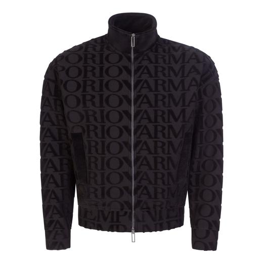 【新品速递】Emporio Armani 男士黑色全身提花徽标拉链软绒外套 6L1MN1 商品图0