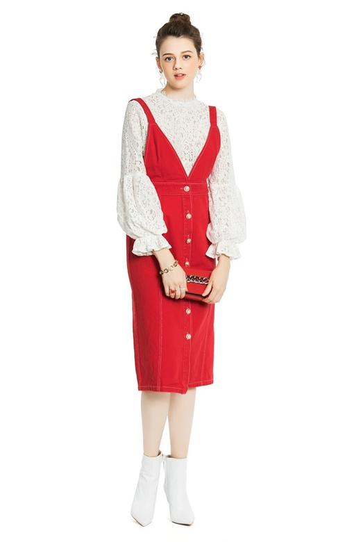 OCTAVIA 红白拼色两件套连衣裙 3961 商品图1