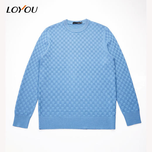 【名盾】LOYOU/朗逸2022秋冬新款男士圆领羊毛衫休闲百搭格纹毛衫打底衫 商品图4