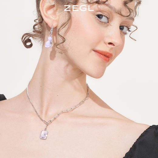 ZEGL设计师奶油少女系列猫咪爱心耳环女小众紫色耳钉银针秋冬耳饰 商品图3