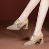 秋冬季新款，深口粗跟气质拼色女鞋尖头高跟鞋花朵单鞋QS-2418 商品缩略图0
