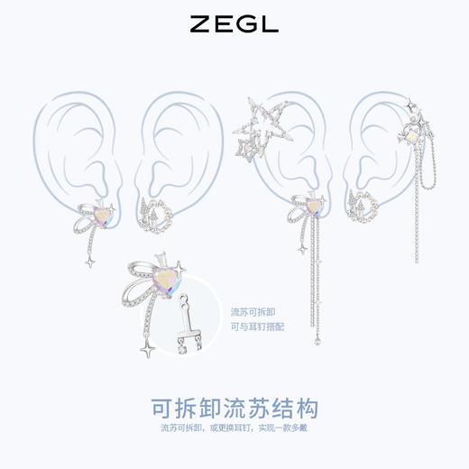 ZEGL设计师星光璀璨耳妆盘女耳夹女无耳洞耳环耳骨夹耳钉秋冬耳饰 商品图1
