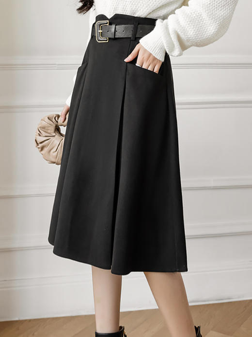 MZ10910 爆款半身裙子女士装春秋冬2022年新款高腰百褶a字中长伞裙 商品图1