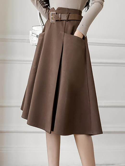 MZ10910 爆款半身裙子女士装春秋冬2022年新款高腰百褶a字中长伞裙 商品图0