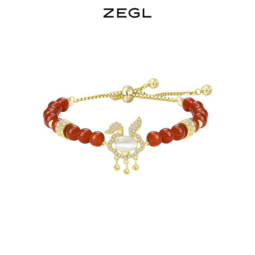 ZEGL设计师本命年系列如意锁兔子手链女生ins小众设计红玛瑙手饰 商品图0