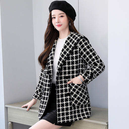 小个子毛呢大衣2022年新款加厚时尚气质宽松格纹冬季外套HR-WS22859 商品图0