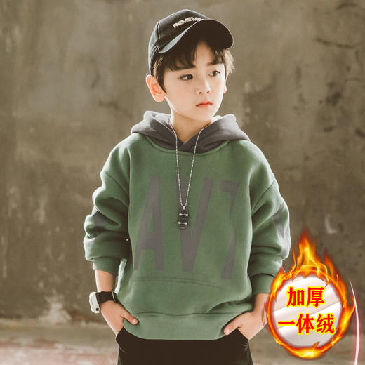 MLY-9-16 儿童装男童冬装加绒卫衣一体绒秋冬款2022新款男孩冬季加厚连帽潮 商品图7