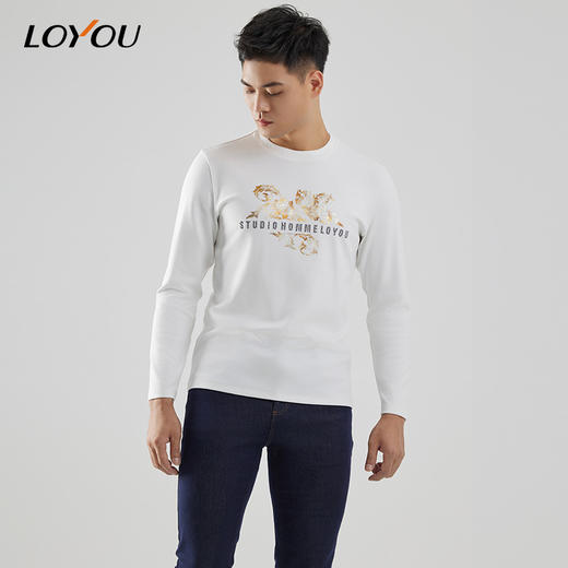 【名盾】LOYOU/朗逸秋冬新品棉T恤白色百搭 商品图0