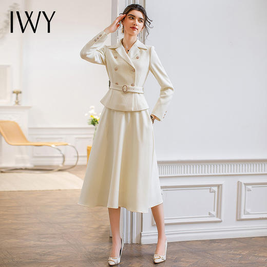 IWY/新款短款毛呢外套小香风套装女秋冬洋气时尚高级感两件套CS1627 商品图1