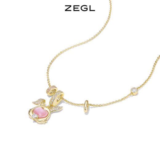 ZEGL设计师本命年系列桃花兔子项链女生轻奢小众设计感贝壳锁骨链 商品图3
