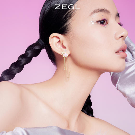 ZEGL设计师本命年系列桃花兔子流苏耳环女长款耳钉银针秋冬耳饰品 商品图1