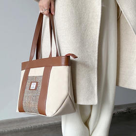 【HARRIS SALOME】格纹复古通勤大容量托特包